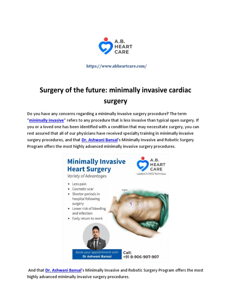 Surgery of The Future-Minimally Invasive Cardiac Surgery | PDF ...