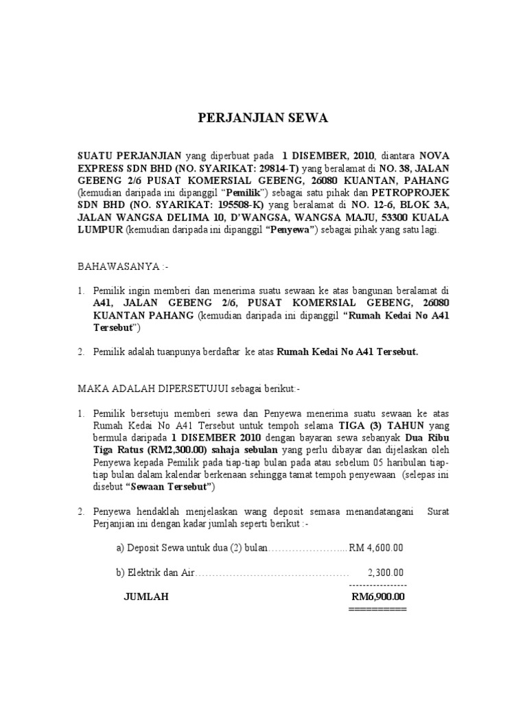 Contoh Surat Pembayaran Deposit Rumah Pdf