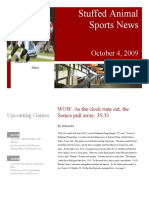 Stuffed Animals Sports eNews-October 4, 2009