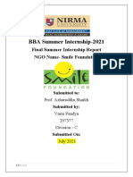 BBA Summer Internship-2021: Final Summer Internship Report NGO Name-Smile Foundation