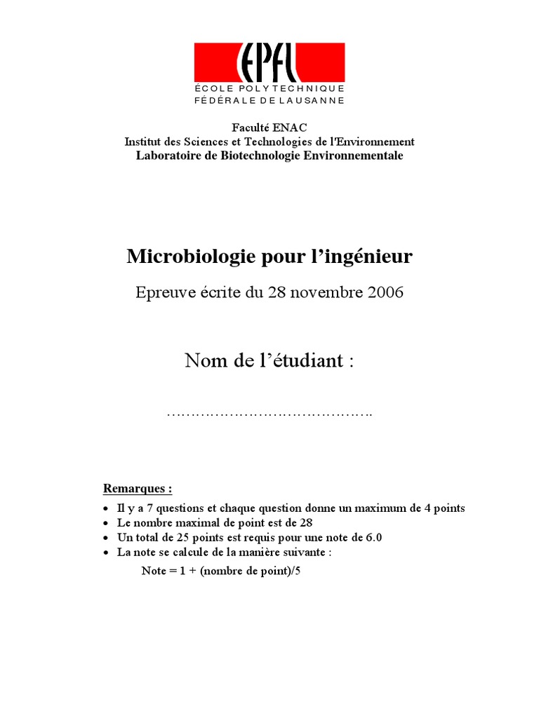 Microbiologie Examen Corrigé 3 | PDF | Inhibiteur enzymatique | Enzyme