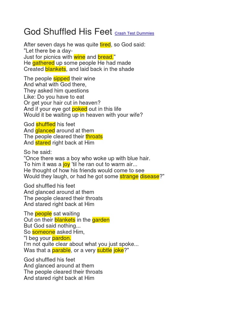 Crash Test Dummies God Shuffled His Feet PDF