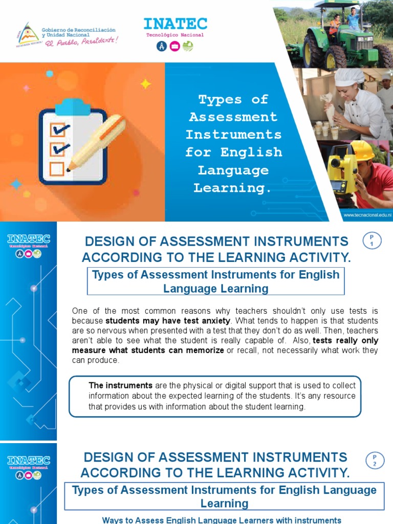 Types of Assessment Instruments For English Language Learning PDF