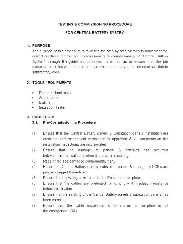 Central Battery System Commissioning Guide | PDF | Electrical ...