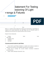 Method Statement For Testing & Commissioning of Light Fittings & Fixtures