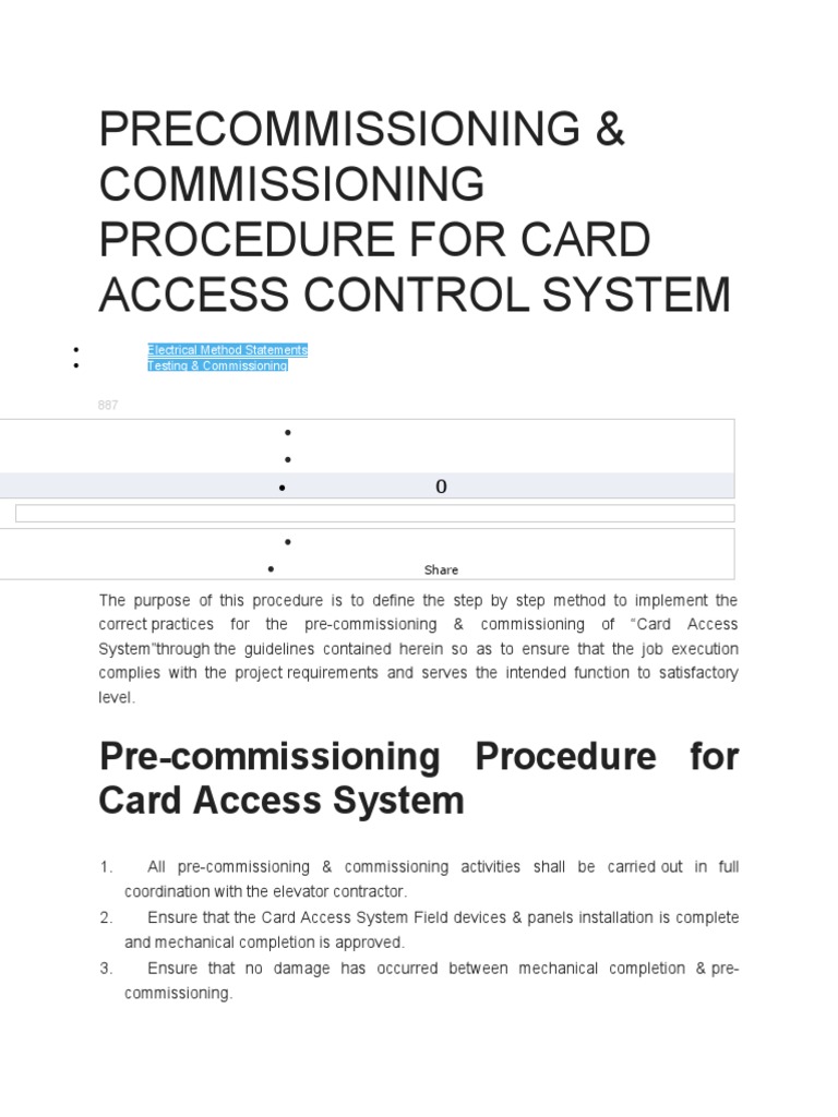 Card Access System Commissioning Guide | PDF