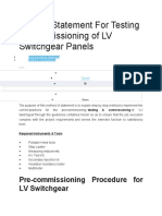 Method Statement For Testing & Commissioning of LV Switchgear Panels