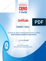 Certificado Manejo Envases Desperdicio Cero