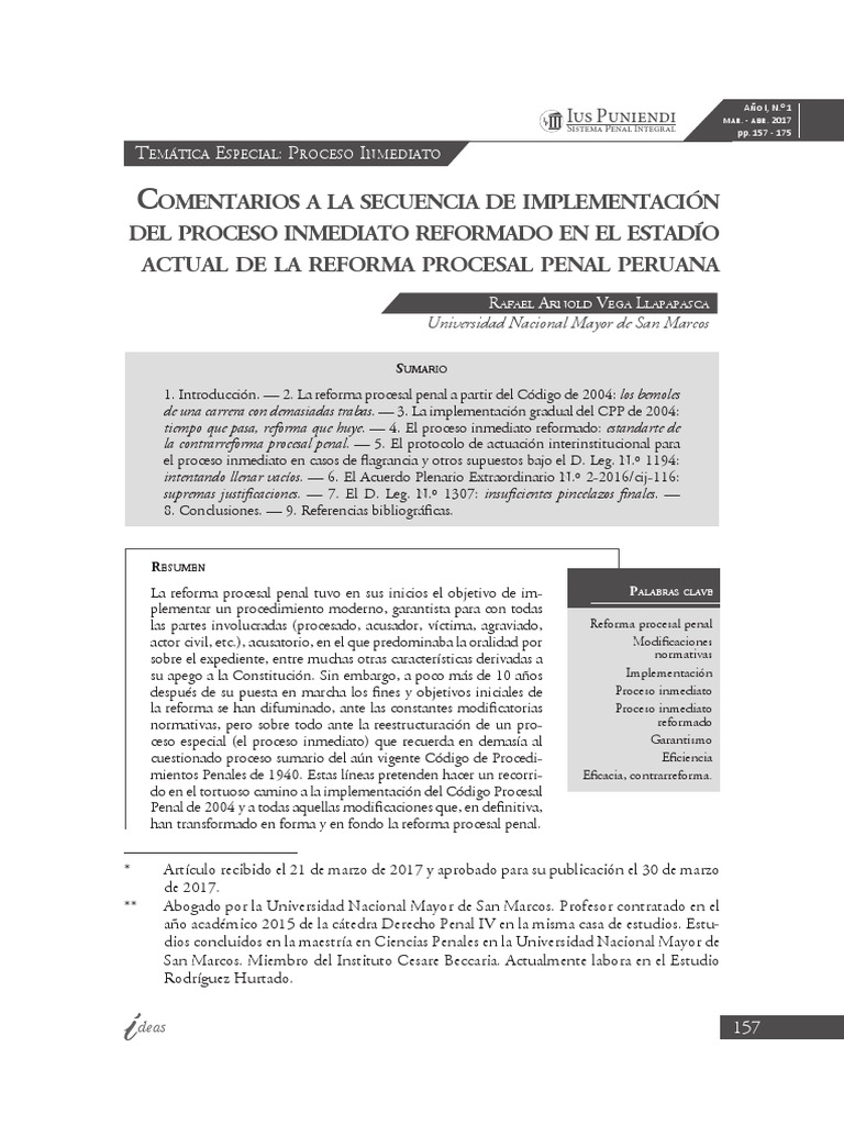 Entarios A La Secuencia de Implementación Del Proceso Inmediato ...