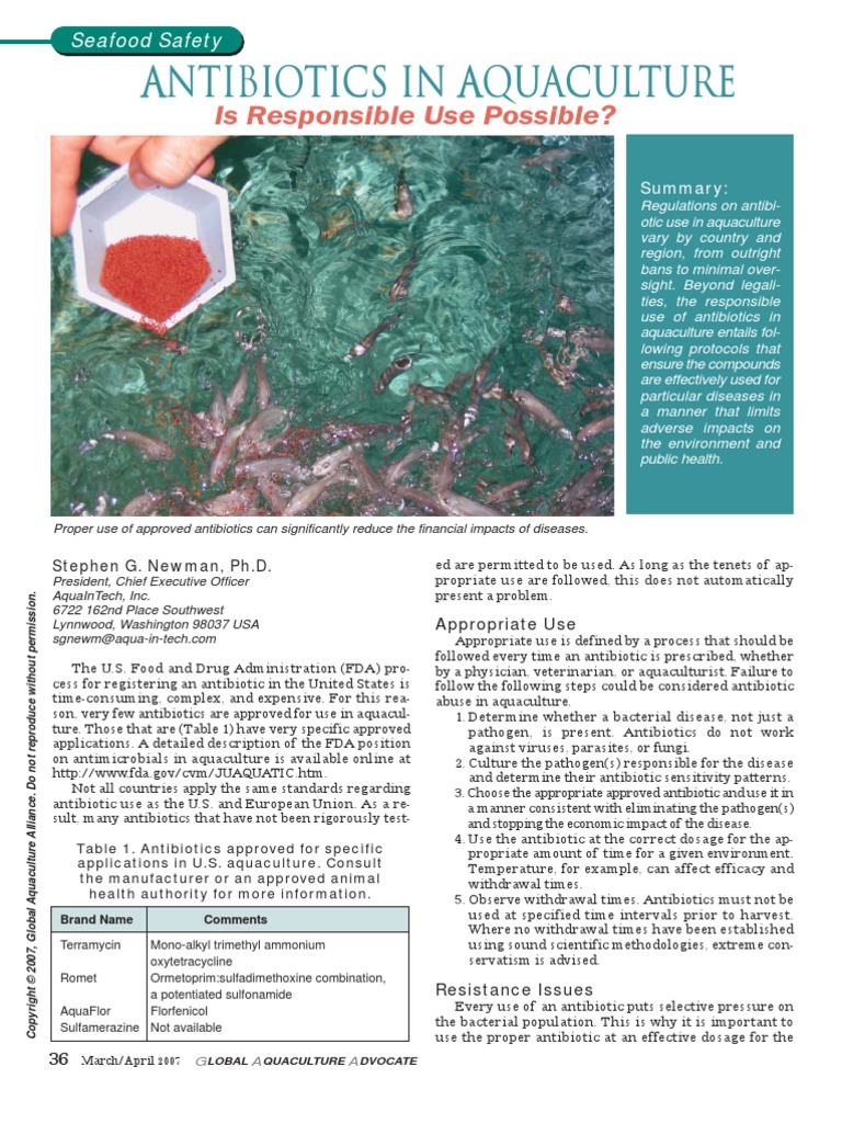 Antibiotics in Aquaculture Aquaculture Antimicrobial Resistance