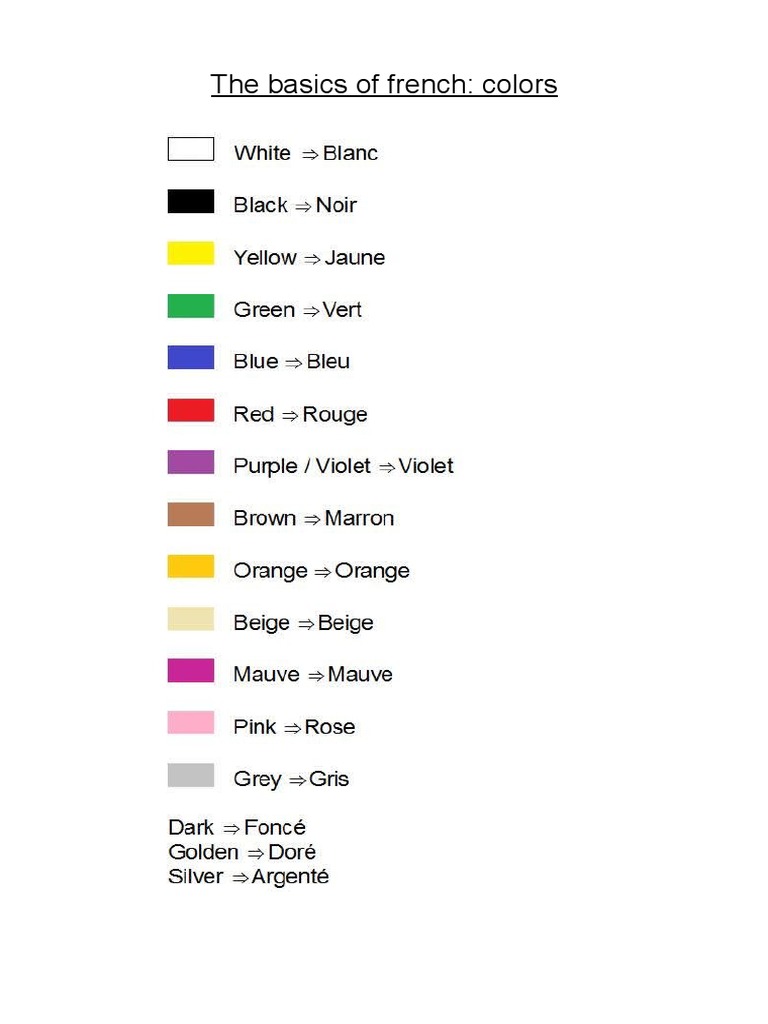 French Colors: A Beginner's Guide | PDF