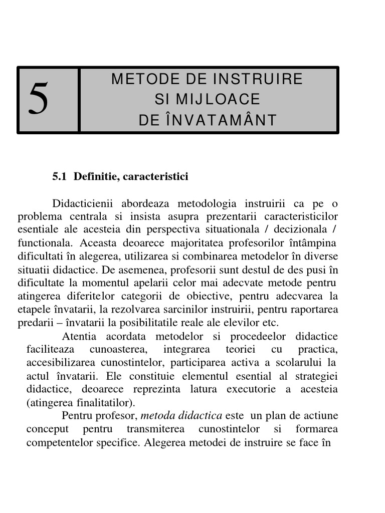 Metode de Instruire Si Mijloace de Invatamant | PDF