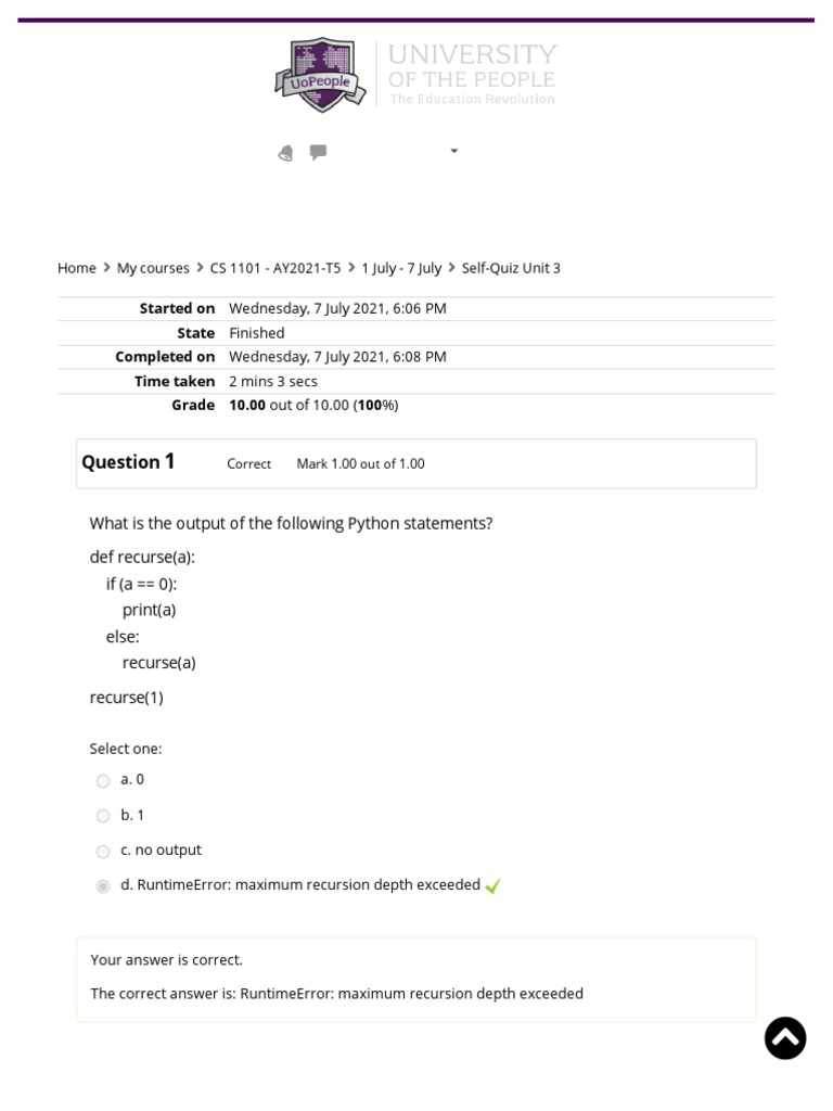 Python Unit 3 Quiz Results | PDF | Function (Mathematics) | Parameter ...