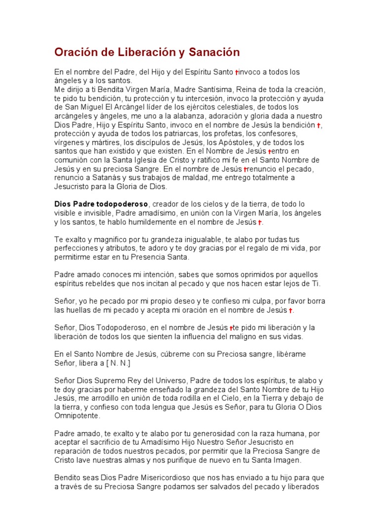 Oración de Liberación y Sanación | PDF | Cristo (título) | María, madre ...