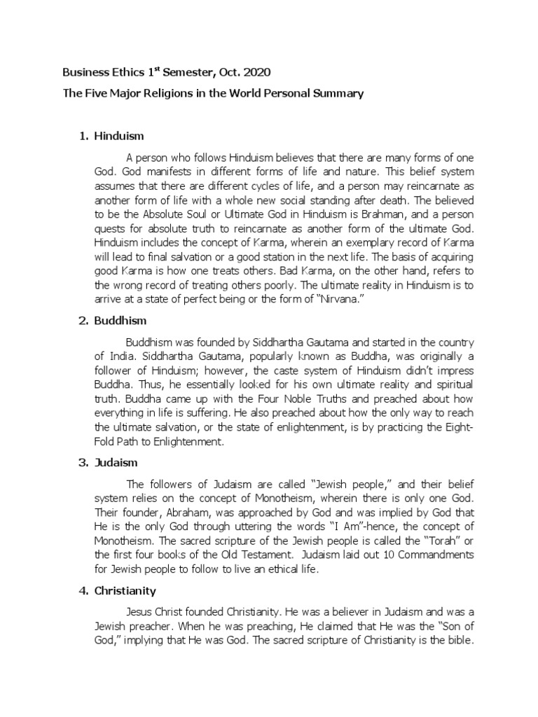 Overview of Major World Religions | PDF | Nirvana | Jesus