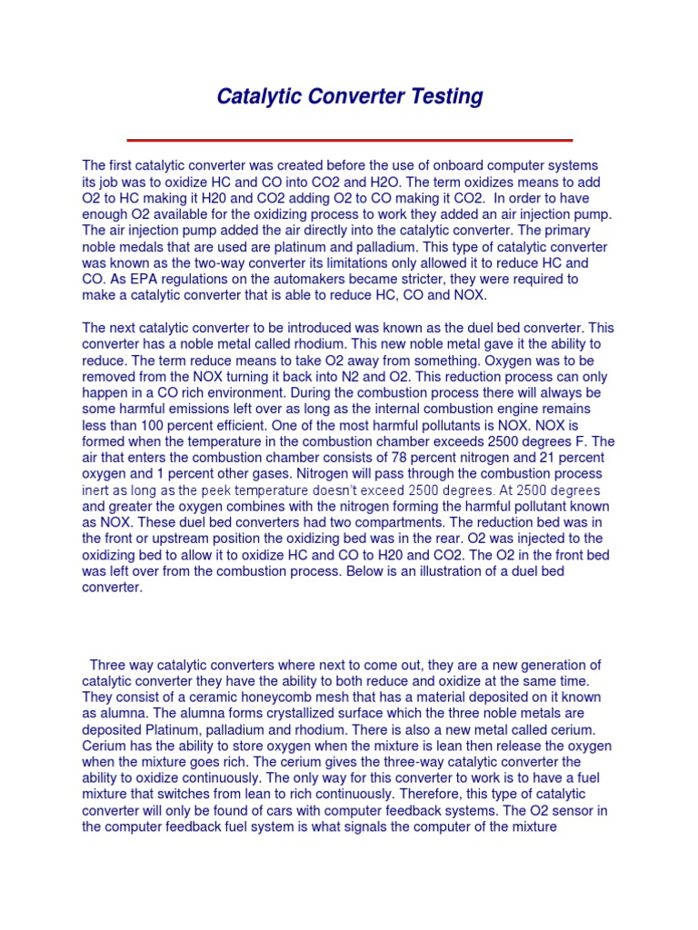 Catalytic Converter Testing PDF Exhaust Gas N Ox