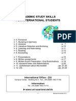 Academic Study Skills For International Students: International Office - Zis Information WWW - Uni-Saarland - De/Zis