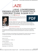 Congressman Presses Holder to Investigate ‘Terrorist Plans’ in Bank Plot  The Blaze