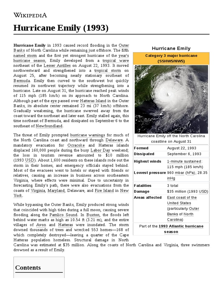 Hurricane Emily (1993) PDF Eye (Cyclone) Natural Events