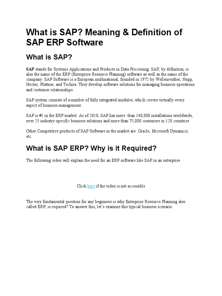 What Is SAP PDF Enterprise Resource Planning Customer
