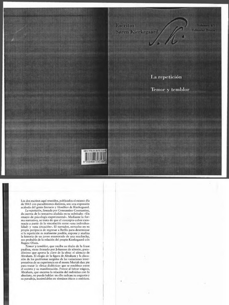 Kierkegaard, Søren La Repetición & Temor y Temblor PDF