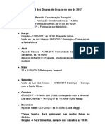 Agenda Paroquial Dos Grupos de Oração No Ano de 2017