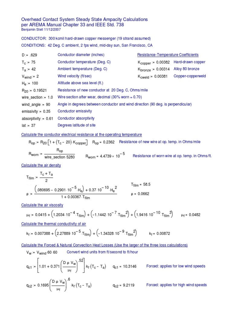 AREMA Ampacity Calculations | PDF | Electrical Conductor | Heat Transfer