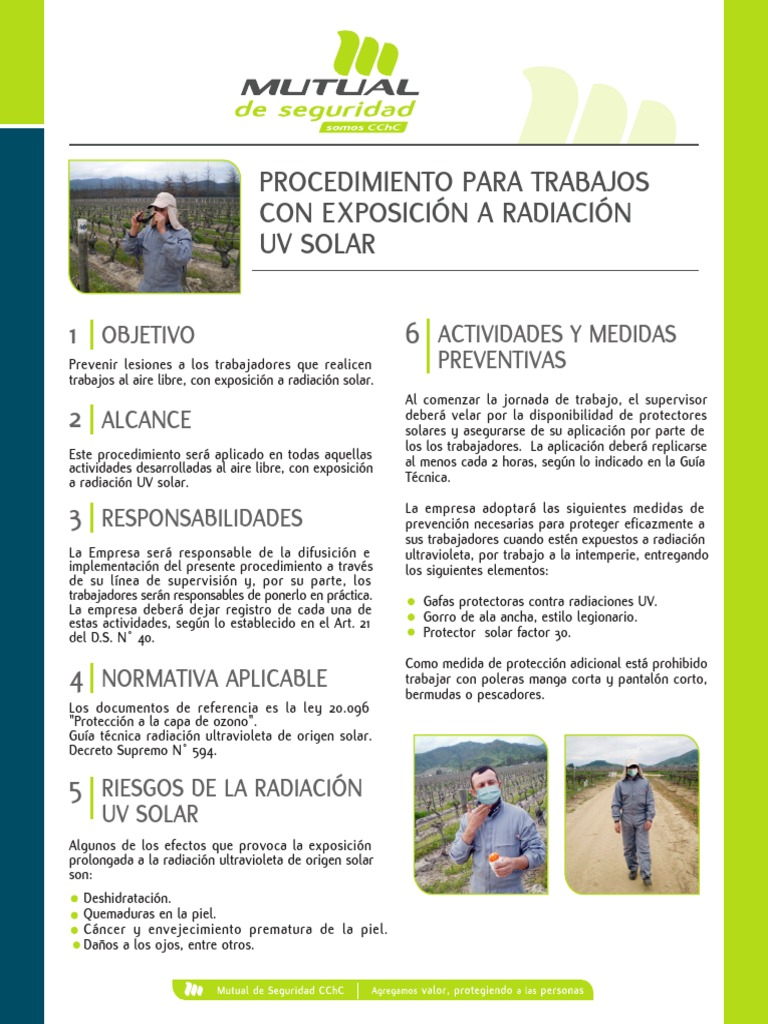 Procedimiento para Trabajos Con Exposicion A Radiacion Uv Solar | PDF ...