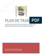 Sci - Plan - 006 - 2019 Plan de Trabajo Implemntacion de Control Interno