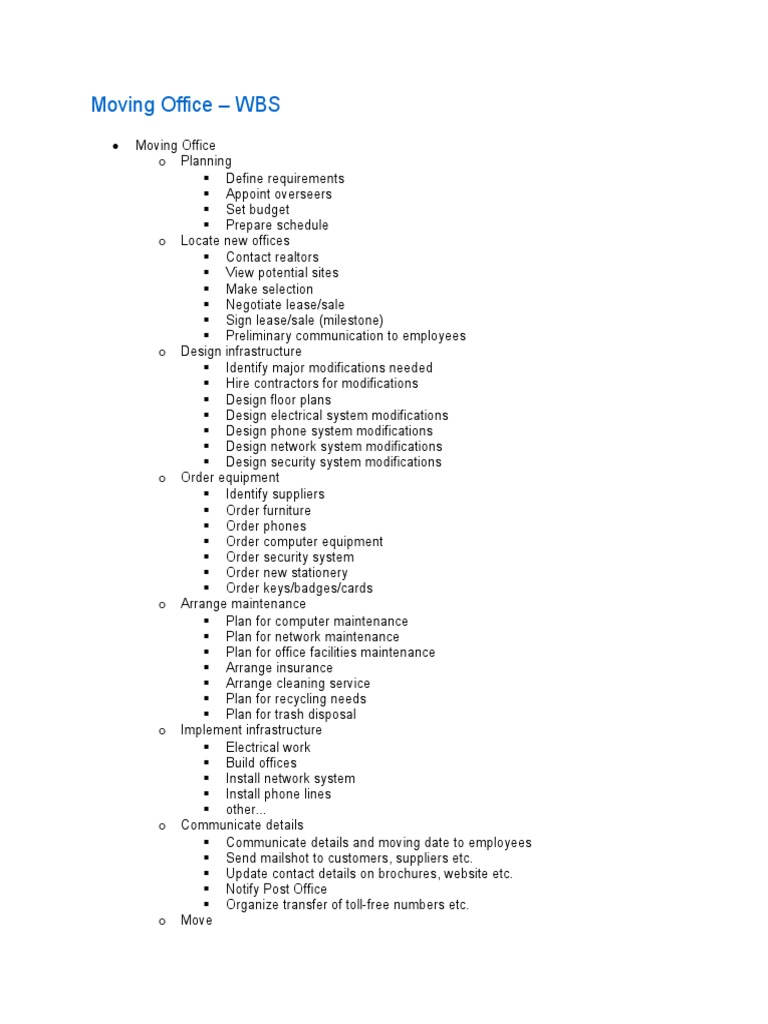 WBS - Moving Office | PDF
