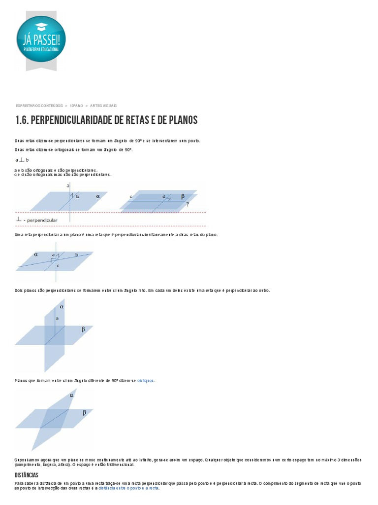 1.6. Perpendicularidade de Retas e de Planos | PDF | Linha (Geometria ...
