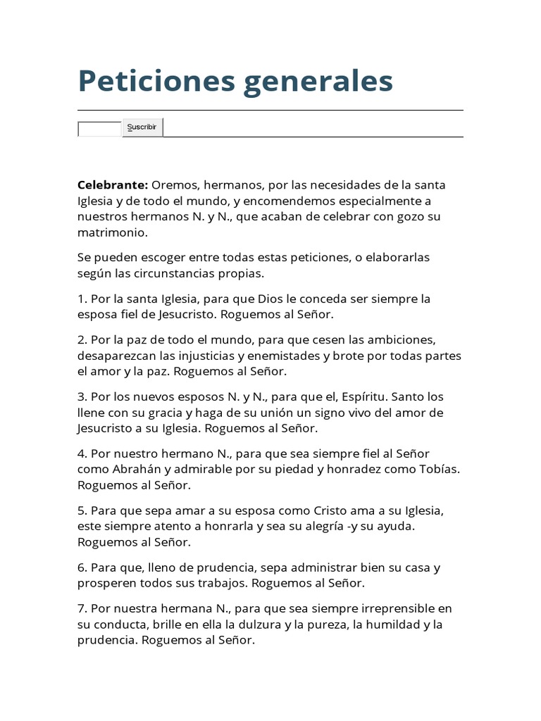 Peticiones Generales | PDF | Cristo (título) | Amor