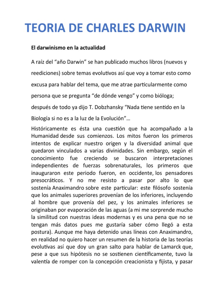Filosofia Charles Darwin | PDF | En el origen de las especies | Charles ...