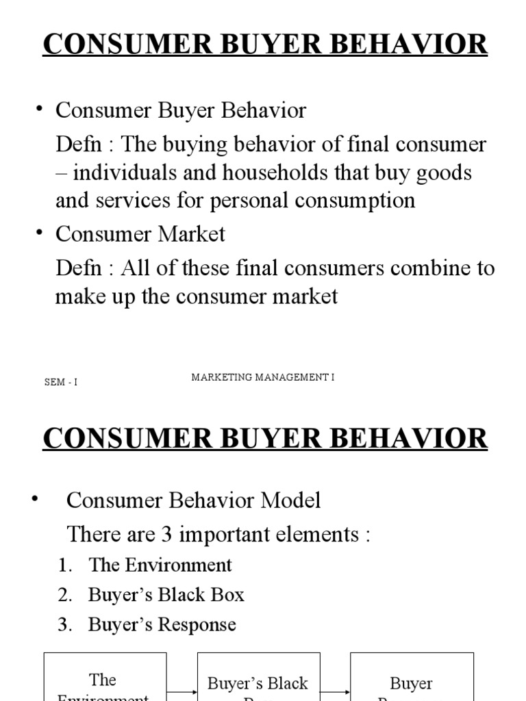 Consumer Buyer Behavior: Sem - I Marketing Management I | PDF ...