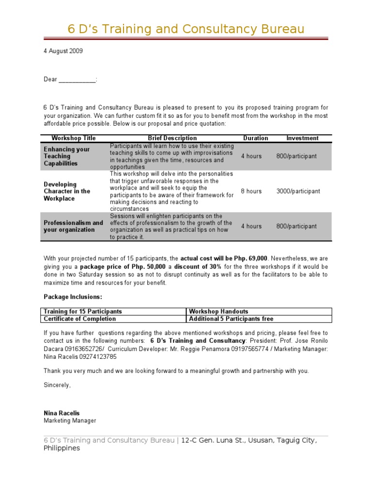 6 Ds Training and Consultancy | PDF | Business | Market (Economics)