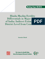 Fertility Differentialsi N India - Hindu Muslim