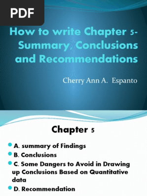 Chapter 5-Summary, Conclusion and Recommendations of Research