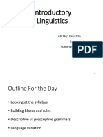 Intro Linguistics Syllabus Overview