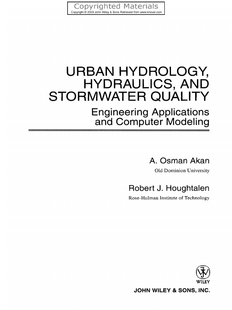 Urban Hydrology, Hydraulics and Stormwater Quality Engineering