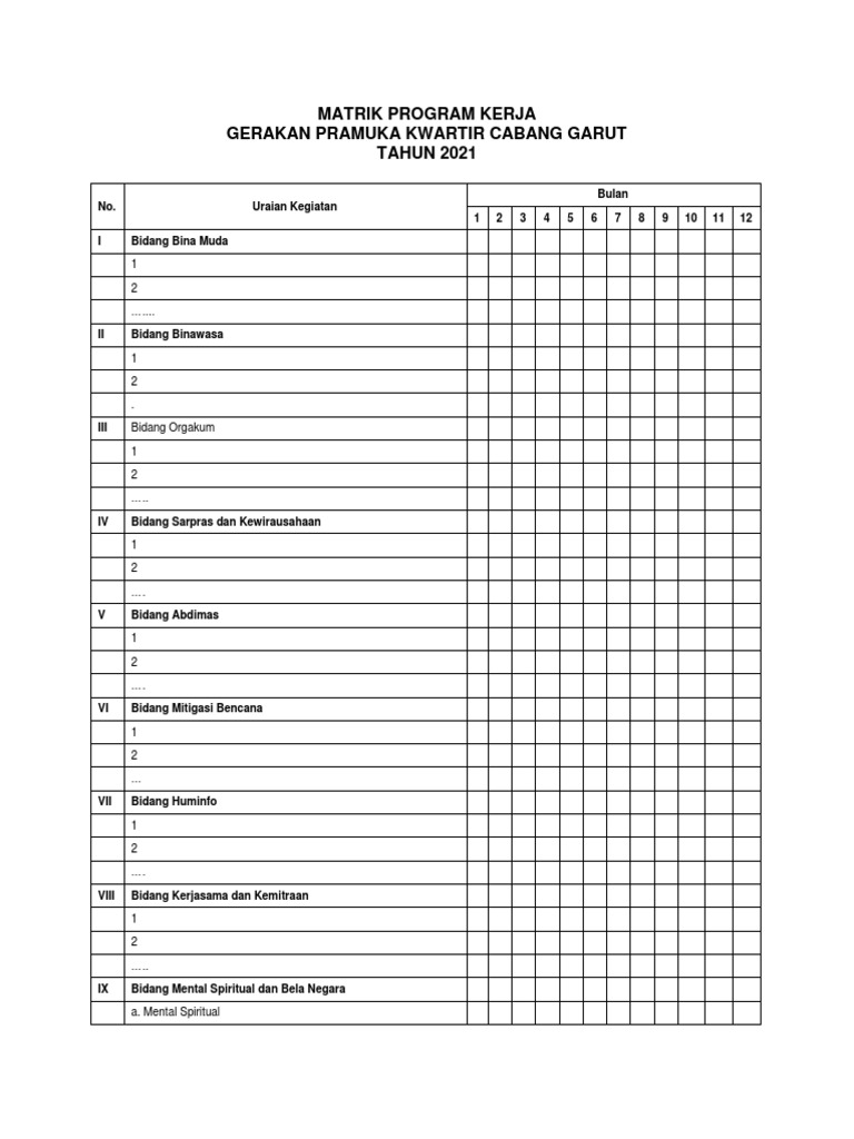 Matrik Program Kerja | PDF | Seni
