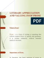 Literary Appreciation and Genres in Prose