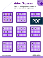 Division Squares: Each Row and Column Is A Division Problem. Complete The Math and Write The Answers in The Empty Spaces
