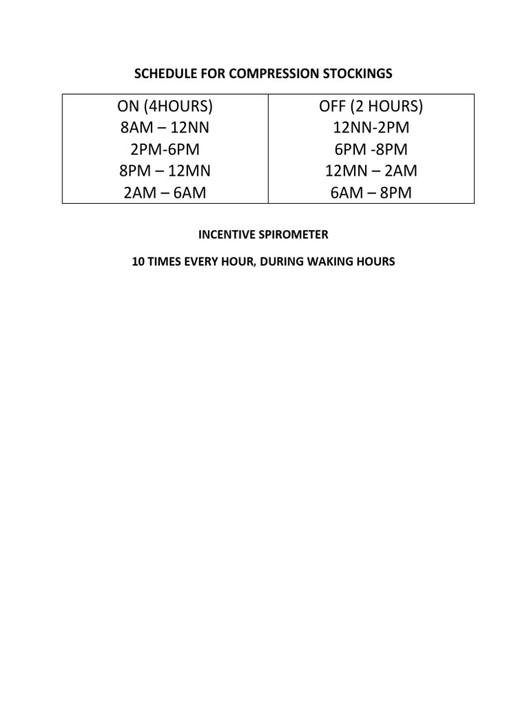 Compression Stocking Schedule Guide | PDF