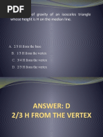 The Center of Gravity of An Isosceles Triangle Whose Height Is H On The Median Line