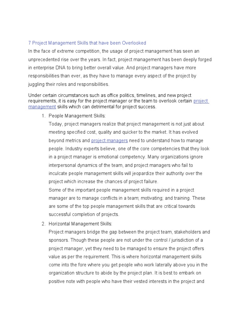 7 Project Management Skills That Have Been Overlooked | PDF ...
