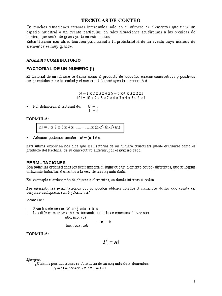 Técnica de Conteo | PDF | Combinatoria | Permutación