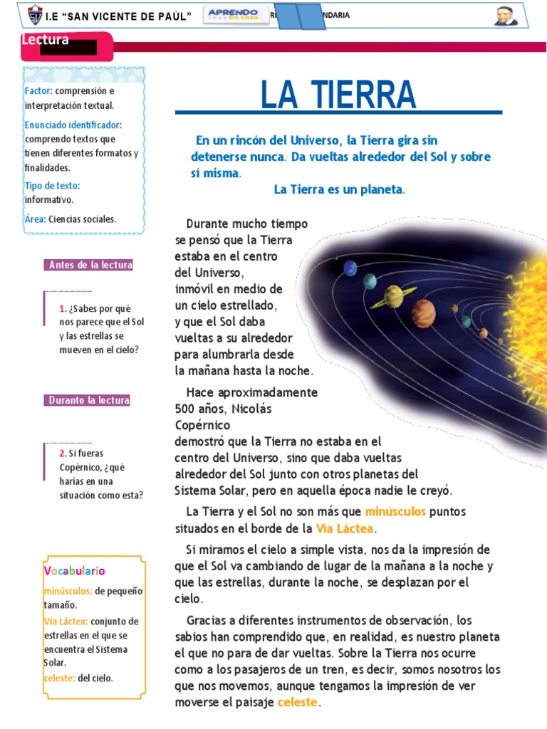 Lectura sobre el Universo y la Tierra | PDF | Universo | Tierra