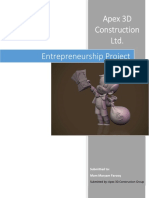 Apex 3D Construction Ltd. Entrepreneurship Project: Submitted To: Mam Maryam Farooq