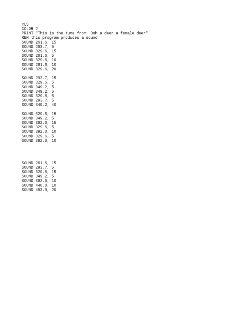 QBASIC Sound of Music PDF
