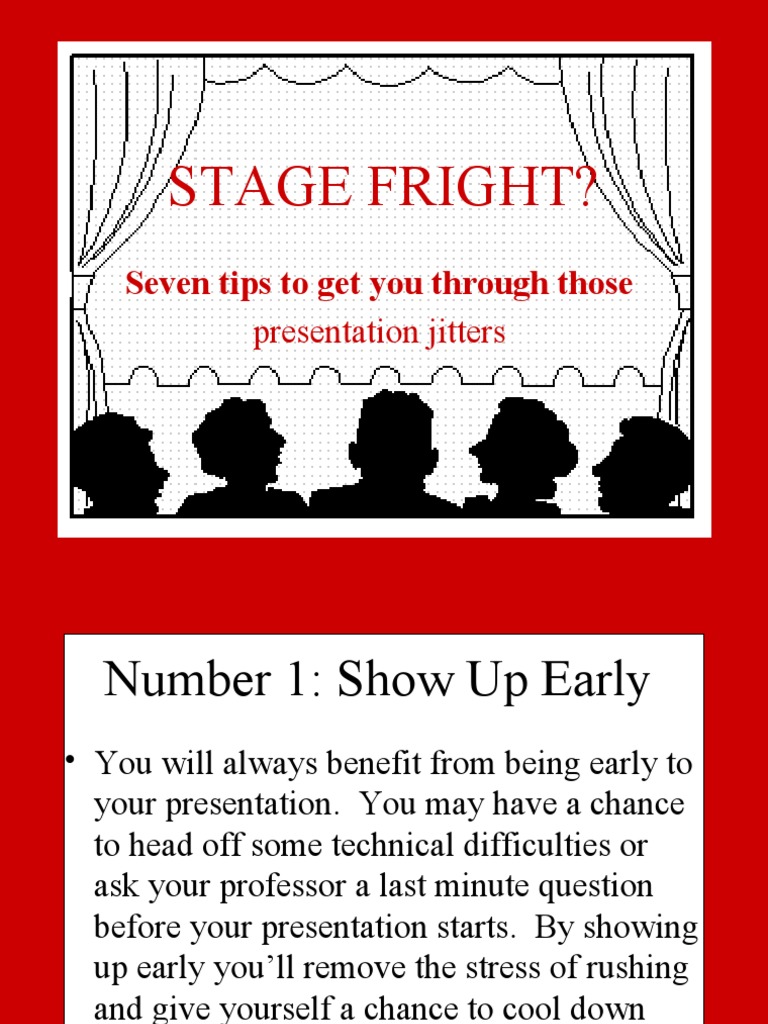 Overcoming Stage Fright: 7 Tips | PDF | Neuropsychological Assessment ...